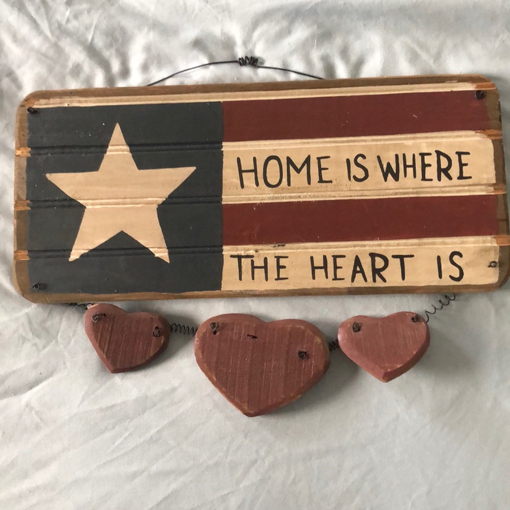 “Home is Where the Heart is” wooden sign